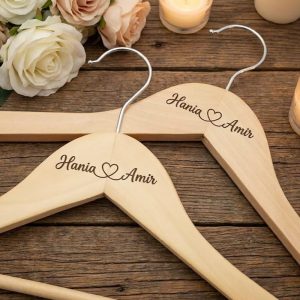 Bride and Groom Customized Wooden Wedding Dress Hangers Pakistan