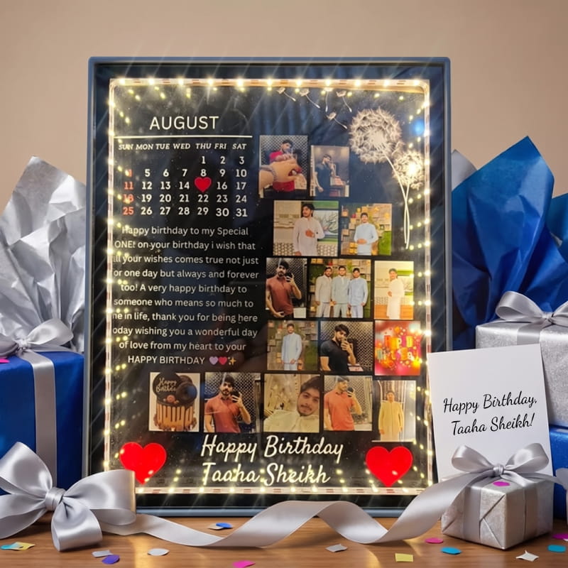 Personalized magic mirror photo frame with light off view