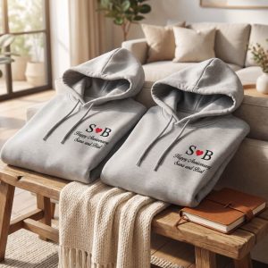 Matching Couple Hoodies with Minimalist Embroidery Pakistan