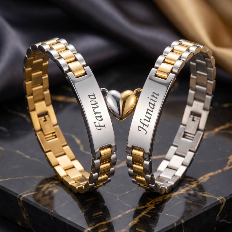 Name Initials Matching Magnetic Bracelets for Couples Pakistan