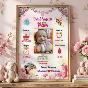 Customized Newborn Birth Details Photo Frame Pakistan