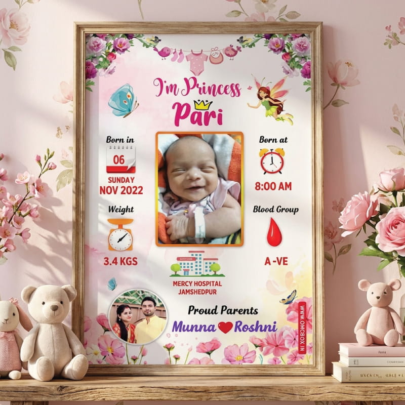 Customized Newborn Birth Details Photo Frame Pakistan
