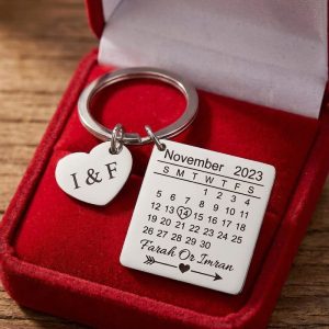 Personalized Wedding Date Calendar Keychain in Brass Pakistan