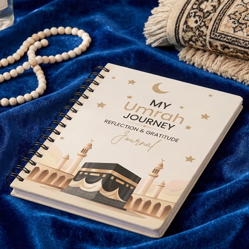 Inner reflection pages of Umrah Memory Journal for daily duas